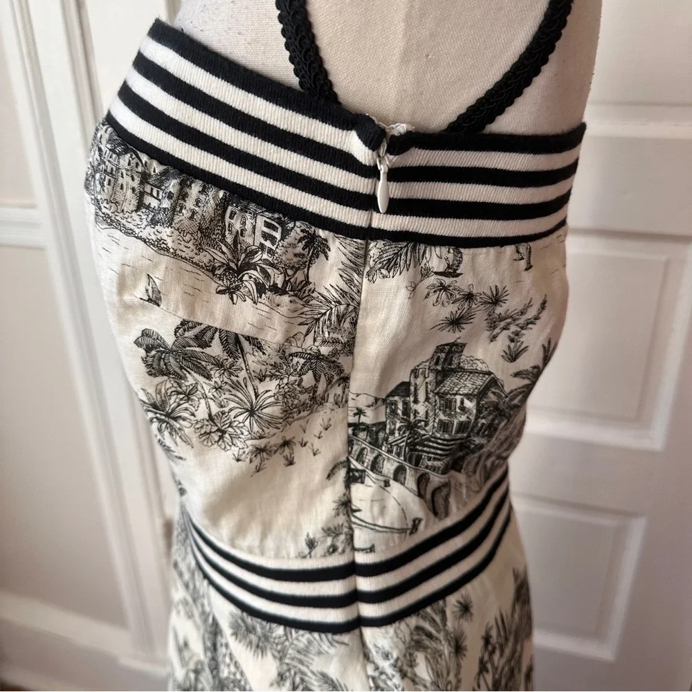 Tommy Bahama NWT Linen‎ Marceau Toile Strapless Dress Preppy Summer Sz Medium